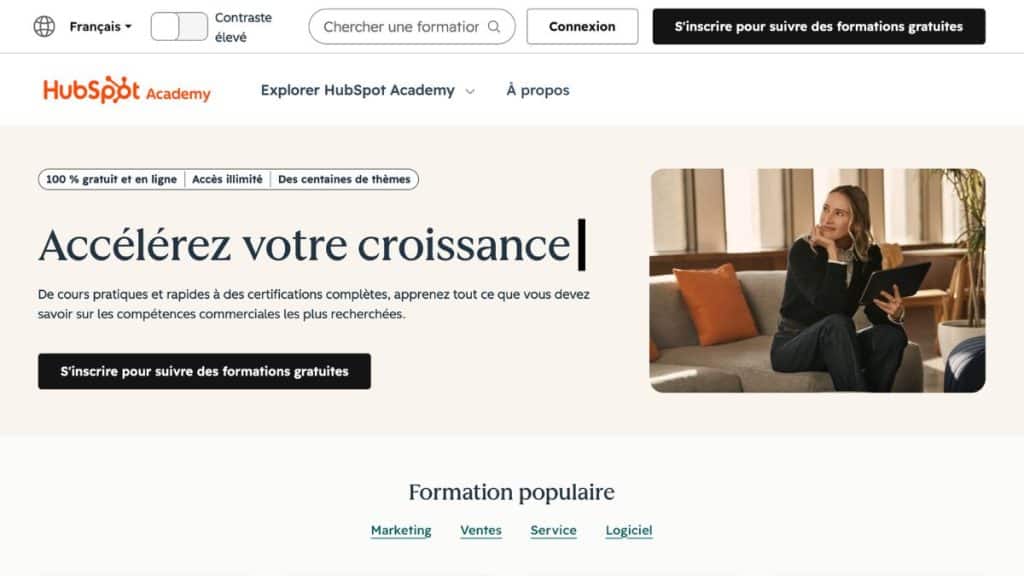 HubSpot Academy, plateforme de formation marketing digital gratuite en ligne